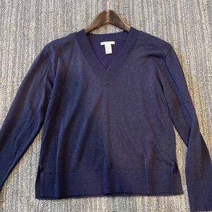 H&M Blue Glitter V-Neck Sweater
